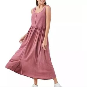 Frye Western Coastal Mauve Sleeveles Midi Mixed Media Woven Dress XL NWOT